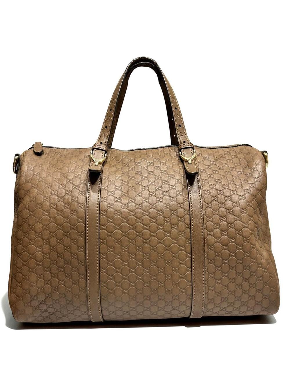 Gucci Boston Bag Brown Leather Auth #277942G72B